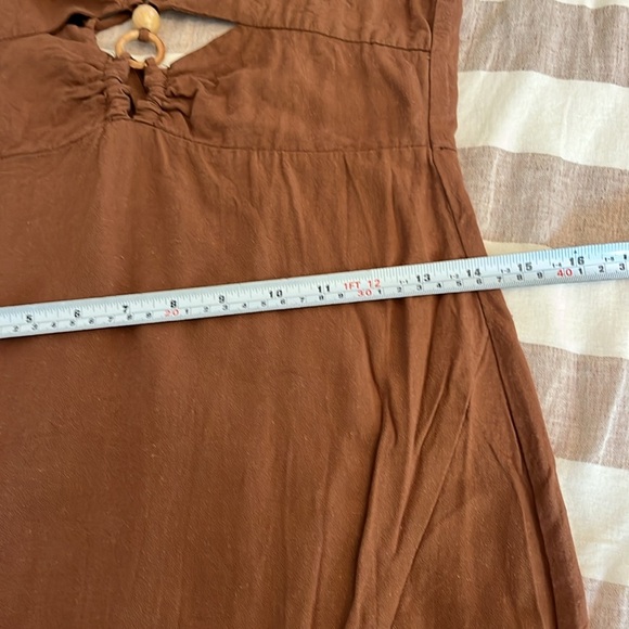 Zara Women Rustic Camisole Midi Brown Dress Size Small. Linen Blend - Picture 11 of 14